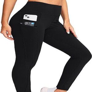 Black Women's‎ Fleece Lined Winter Leggings with Pockets Water Resistant